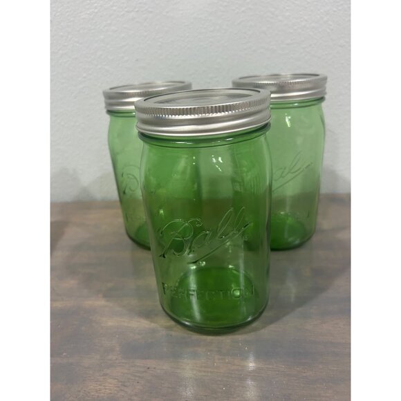 3 American Heritage Ball Perfection Green Mason Jars 100th Anniversary Quart Can - Picture 1 of 7
